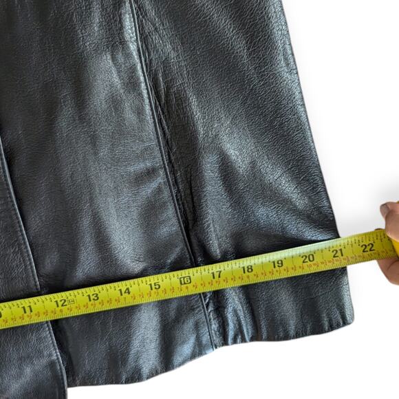 Vintage 90s WILSON Women's L Leather 3-button Long sleeve Jacket Black Retro - Picture 10 of 10